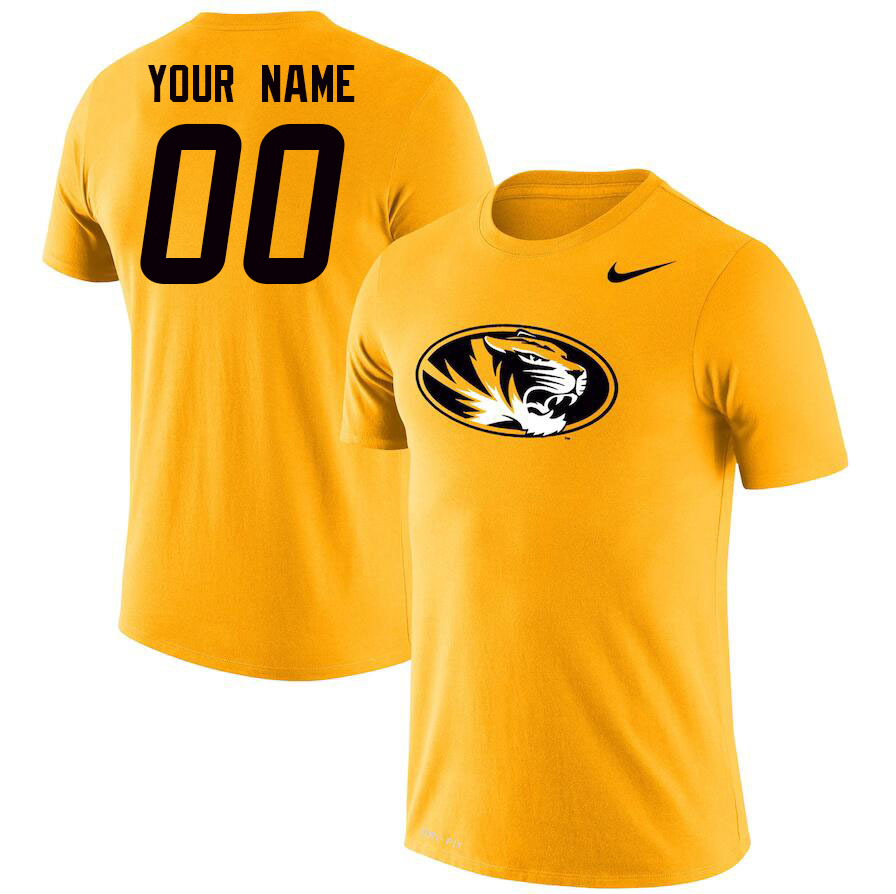 Custom Missouri Tigers Name And Number College Tshirt-Gold - Click Image to Close